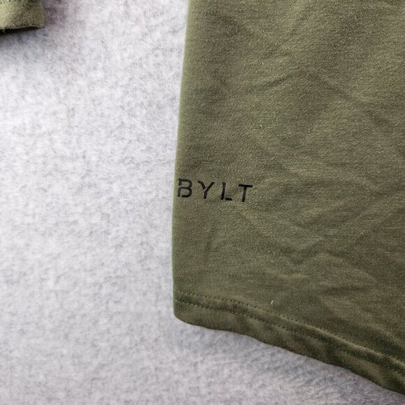 BYLT Shirt Mens XXL Green Drop Cut Henley Tee Grunge Workout Gym Muscle - Picture 4 of 10
